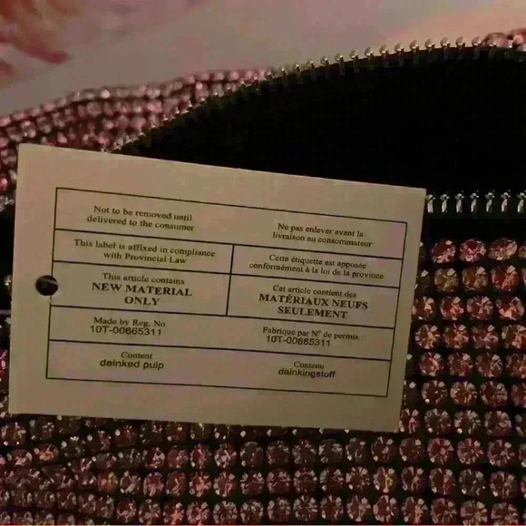 Urban Expressions jeweled bag pink with black lining knotted strap zip inside. - Picture 9 of 13